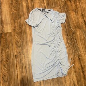 Divided Light Blue Ruched Dress